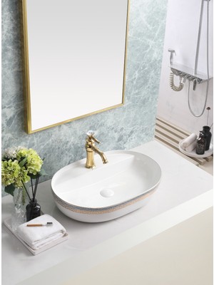 Harmeh Zakopane Serisi Oval Tezgah Üstü Çanak Lavabo 60X40X14CM