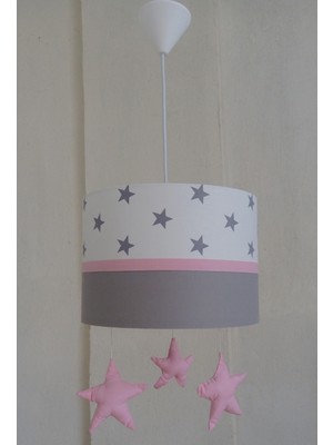 Allians Yıldızlı Pembe Sarkıtlı Kumaş Avize, Bebek ve Çocuk Odası Aydınlatması
