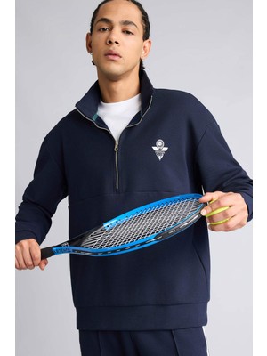 DeFacto Boxy Fit Dik Yaka Sporcu Sweatshirt F9372AX26SP