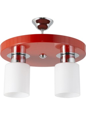 Allians Ikili Modern Yuvarlak Tepsi ve Kırmızı Avize Seti