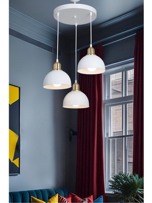 Allians Şık Beyaz Üçlü Avize, Modern ve Zarif Aydınlatma Seçeneği