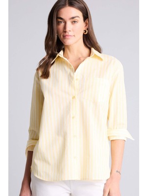 DeFacto Oversıze Gömlek Yaka Çizgili Poplin Uzun Kollu GÖMLEK H1476AX26SP