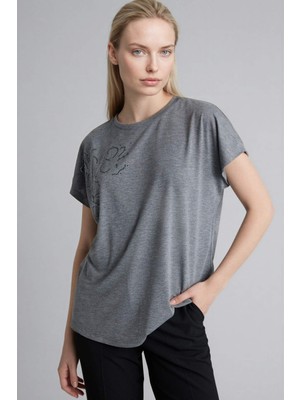 DeFacto Bisiklet Yaka Taş Baskılı Kısa Kollu Tişört H1456AX26SP