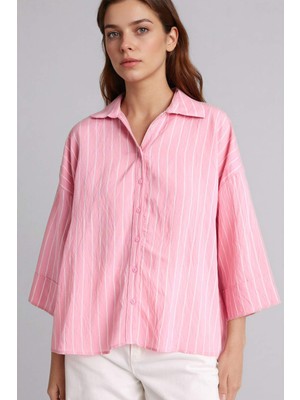 DeFacto Çizgili Yarım Kollu Gömlek F0227AX26SP