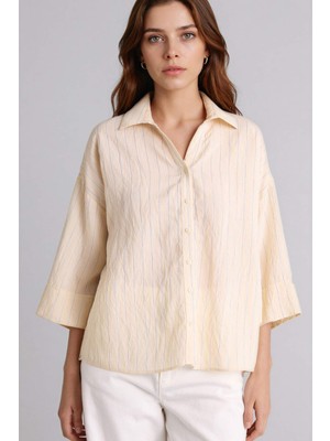 DeFacto Çizgili Yarım Kollu Gömlek F0227AX26SP