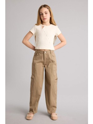 DeFacto Baggy Fıt Gabardin Pantolon Kız ÇOCUK H1949A826SM