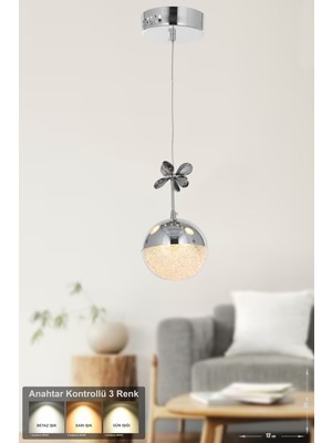 Allians Modern Tekli LED Sarkıt Avize, 3 Renk Seçeneği, Şık ve Şeffaf Tasarım