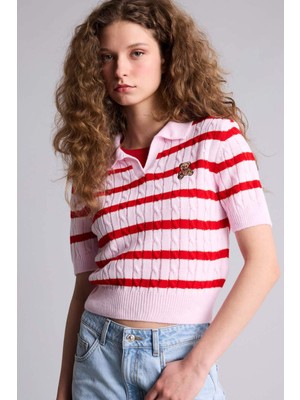 DeFacto Slım Fıt Ayıcıklı Çizgili KAZAK H5924AX26SM