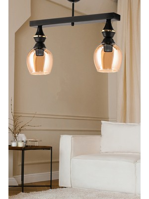 Dede Ikili Ufo Sarkıt Avize, Siyah Bal Cam, Modern ve Şık Aydınlatma