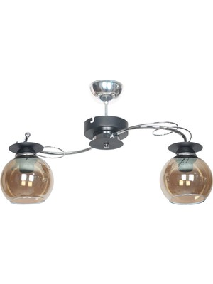 Allians Modern Krom ve Füme Camlı 2'li Plafonyer, Salon, Mutfak ve Yatak Odası Için