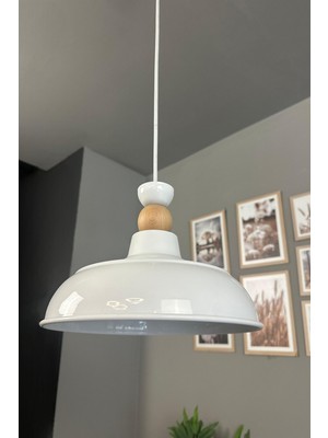 Allians Veluna Beyaz Ahşap Tekli Kafa Başlık Avize Retro Sarkıt Forn Showroom Mutfak