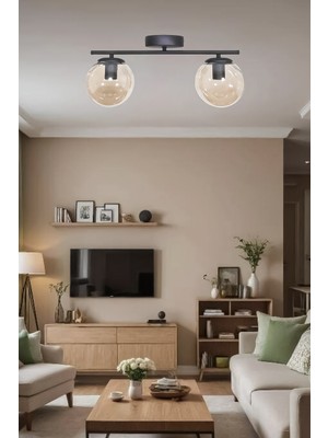 Allians Modern Siyah 2'li Avize, Dekoratif Aydınlatma, Salon, Mutfak, Yatak Odası