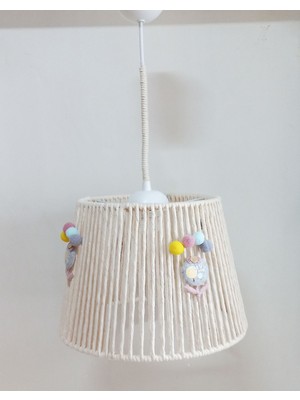 Allians Ekru Makrome Konik Tel Kız Bebek ve Çocuk Odası Sarkan Avize