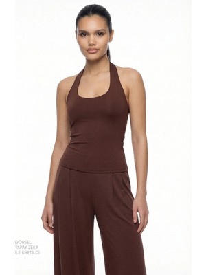 Penti Kahverengi Halter Yaka Üst