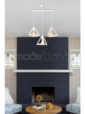 Allians Şık 3'lü Prizma Beyaz Avize, Salon, Oturma, Çocuk, Yatak Odası ve Mutfak Için