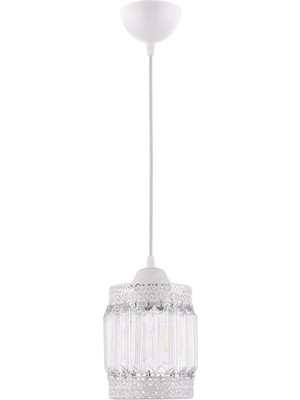 Allians Şık Beyaz Optik Taşlı Tekli Sarkıt Avize, Modern ve Zarif Tasarım