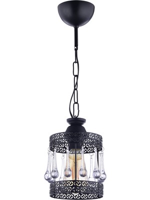 Allians Şık Siyah Damla Taşlı Tekli Sarkıt Lamba, Modern Dekorasyon Için