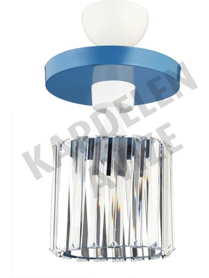 Allians Mavi Tekli Kristal Taşlı Aşağı Bakan Lüks Avize