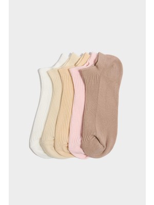 DeFacto Kadın Rahat Lastikli 5'li Pamuklu Patik Çorap H0960AXNS