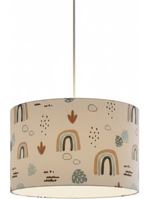 Allians Renkli Gökkuşağı Desenli Kumaş Avize, Çocuk ve Bebek Odası Için Şık Tasarım
