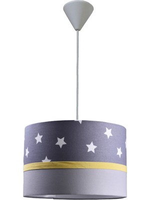 Allians Gri Yıldızlı Çocuk Odası Aydınlatma Sarkıt Abajur, Şık ve Çocuklar Için Uygun