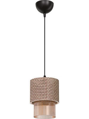 Allians Şık Siyah Hasır Avize, Bal Optik Cam Detaylı, Modern Oturma Odası Aydınlatması