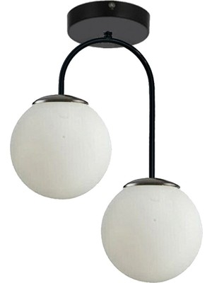 Allians Modern Siyah Gövde Beyaz Cam 2 Li Plafonyer, Şıklık ve Işık Dengesi