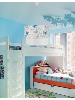 Allians Kelebek Desenli Pasta Şeklinde Sarkıt Avize, Çocuk ve Genç Odası Için