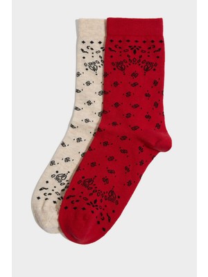 DeFacto Kadın Dikişsiz 2'li Pamuklu Uzun Çorap H5108AXNS