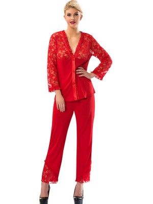 Sistina Hnrlishp Kırmızı Penye Pijama Takımı - 1570 - Beden S