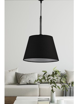 Dede Şık Tekli Volga Sarkıt Abajur, Antrasit Siyah, Modern ve Zarif Tasarım