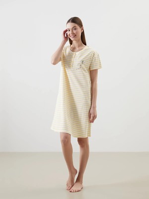 Lc Waikiki Yeni Sezon Bisiklet Yaka Çizgili Hamile Gecelik