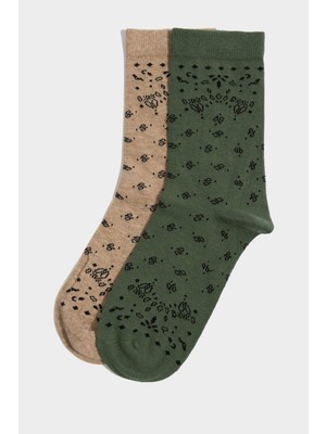 DeFacto Kadın Dikişsiz 2li Pamuklu Uzun ÇORAP H5108AXNS