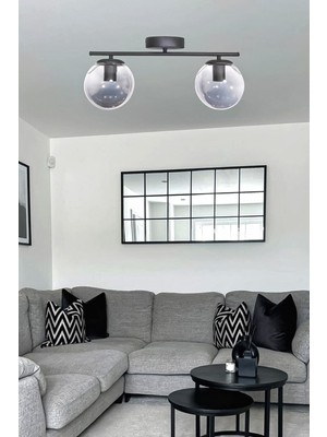 Allians Modern Siyah 2'li Dekoratif Avize, Salon, Mutfak, Yatak Odası Için