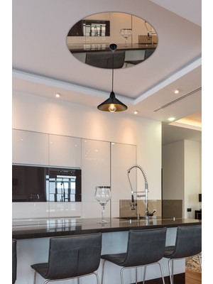 Allians Şeffaf Cam Avize Göbeği, Ayna ve Bronz Detaylı, 50 cm Çap