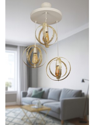 Allians Modern 3'lü Sarkıt Avize, Beyaz ve Krom Detaylar, Şık Aydınlatma Çözümü