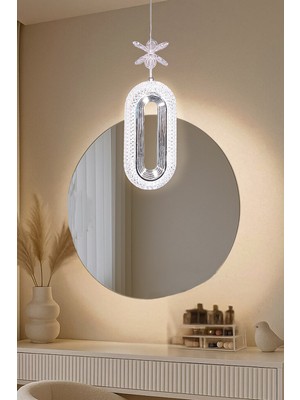 Allians Modern Krom LED Avize, Kristal Görünüm, Beyaz Işık, Enerji Tasarruflu