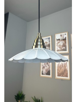 Allians Şık Beyaz Metal Eskitme Konik Sarkıt Aydınlatma, Modern ve Rustik Tarz