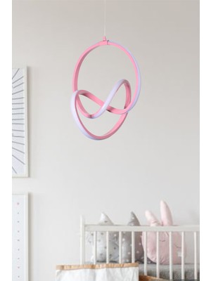 Allians Modern Pembe ve Beyaz Ledli Çocuk, Bebek, Salon ve Mutfak Avizesi