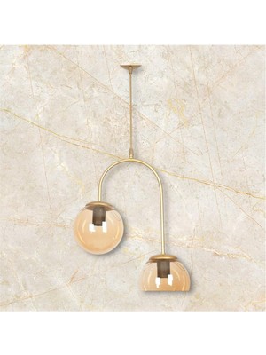 Allians Şık Spor Avize Çiftli Camlı Modern Tasarım Parlak ve Şık Dekorasyon