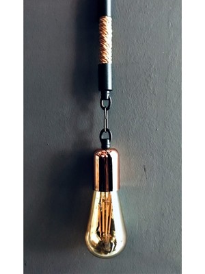 Allians Siyah Retro Bakır Kaplama Rustik Tekli Sarkıt Avize, Şık ve Modern Aydınlatma