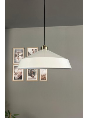 Allians Şık Beyaz Tekli Avize, Modern Sarkıt Lamba, Restoran ve Salon Dekoru