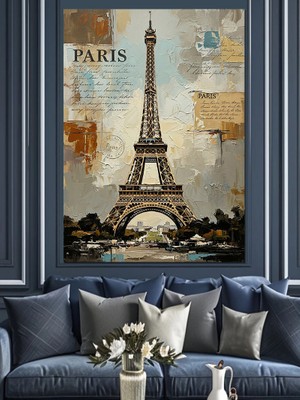 Karizma Tablo Paris Eyfel Kulesi Manzarası Dekoratif Kanvas - Mdf Ahşap Tablo