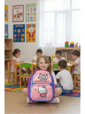 Hello Kitty Temalı Sevimli ve Şık Ortopedik Anaokulu ve Ilkokul Çantası