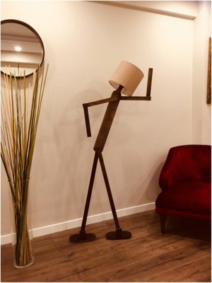 Allians Modern Akıllı Köşe Lambası, E27 Beyaz Abajur, Ahşap Tasarım