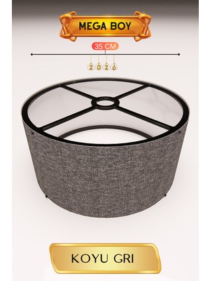 Allians Koyu Gri Lambader Başlığı, 35 cm Mega Boy, Kolay ve Hızlı Kurulum