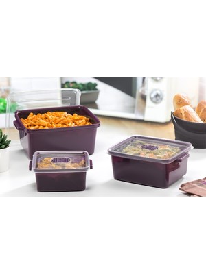 Ttt 3'lü Dikdörtgen Mikrodalga Saklama Kabı Seti