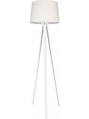 Allians Şık 3 Ayaklı Ahşap Tripod Lambader, Konik Abajur ve Kumaş Başlık