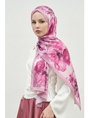 inStyle Manolya Desenli Pembe Soft Pamuk Şal