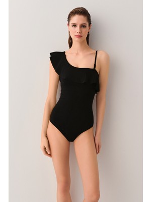 Suwen Tek Omuz Volanlı Mayo